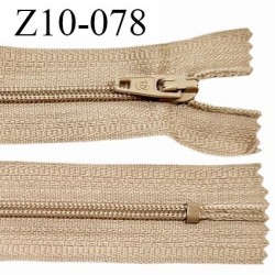 Fermeture zip 10 cm couleur beige non séparable largeur 2.5 cm glissière nylon largeur 4 mm longueur 10 cm prix à l'unité