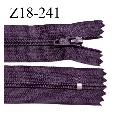 Fermeture zip 18 cm non séparable couleur violet foncé largeur 2.7 cm zip nylon longueur 18 cm prix à l'unité