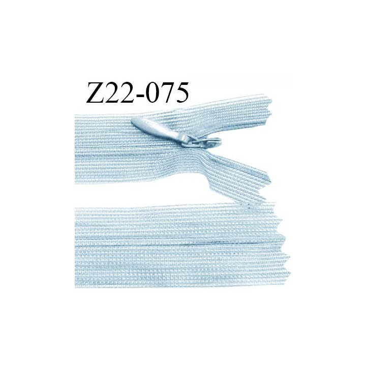 Fermeture zip 22 cm non séparable couleur bleu largeur 2.5 cm zip nylon invisible longueur 22 cm largeur 5 mm prix à l'unité