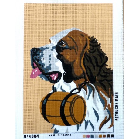 Canevas à broder 40 x 60 cm thème LE CHIEN LE SAINT BERNARD