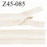 Fermeture zip 45 cm non séparable couleur crème zip glissière nylon invisible largeur 5 mm longueur 45 cm prix à l'unité