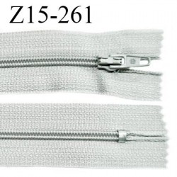 Fermeture zip 15 cm couleur gris non séparable largeur 2.5 cm glissière nylon largeur 4 mm longueur 15 cm prix à l'unité