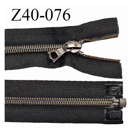 Fermeture zip 40 cm séparable couleur noir longueur 40 cm largeur 3.4 cm zip métal largeur 7 mm prix à l'unité