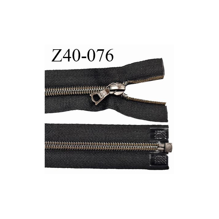 Fermeture zip 40 cm séparable couleur noir longueur 40 cm largeur 3.4 cm zip métal largeur 7 mm prix à l'unité