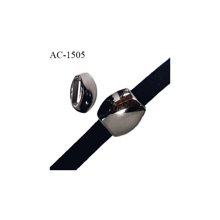 Décor perle lingerie et autres couleur acier foncé très brillant longueur 25 mm largeur intérieure 15 mm prix à la pièce
