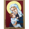 Canevas à broder 40 x 60 cm thème religion VIERGE A L'ENFANT retouché à la main
