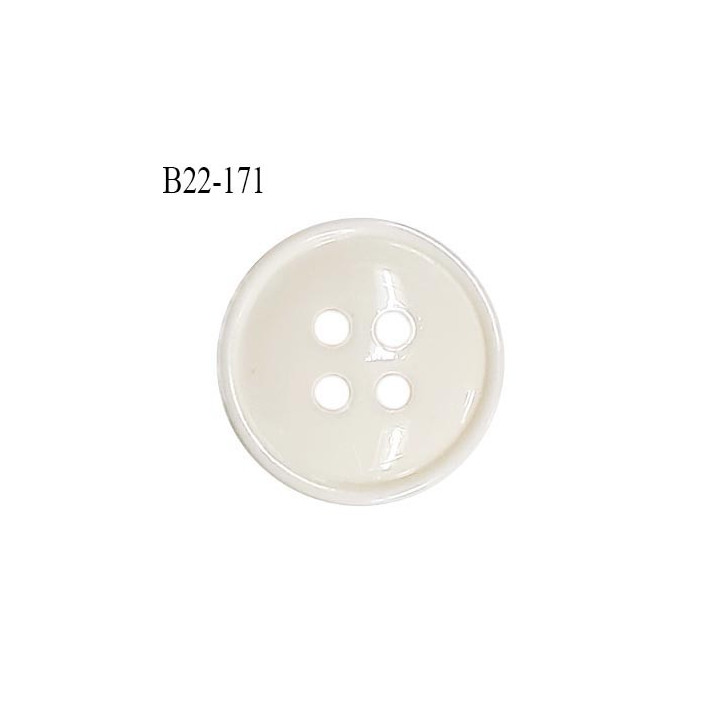 Bouton 22 mm en pvc couleur naturel brillant 4 trous diamètre 22 mm épaisseur 4 mm prix à la pièce