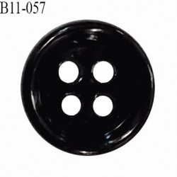 Bouton 11 mm en pvc couleur noir brillant 4 trous diamètre 11 mm épaisseur 3 mm prix à la pièce
