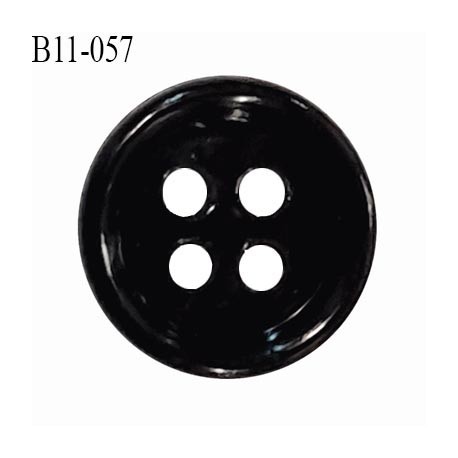 Bouton 11 mm en pvc couleur noir brillant 4 trous diamètre 11 mm épaisseur 3 mm prix à la pièce