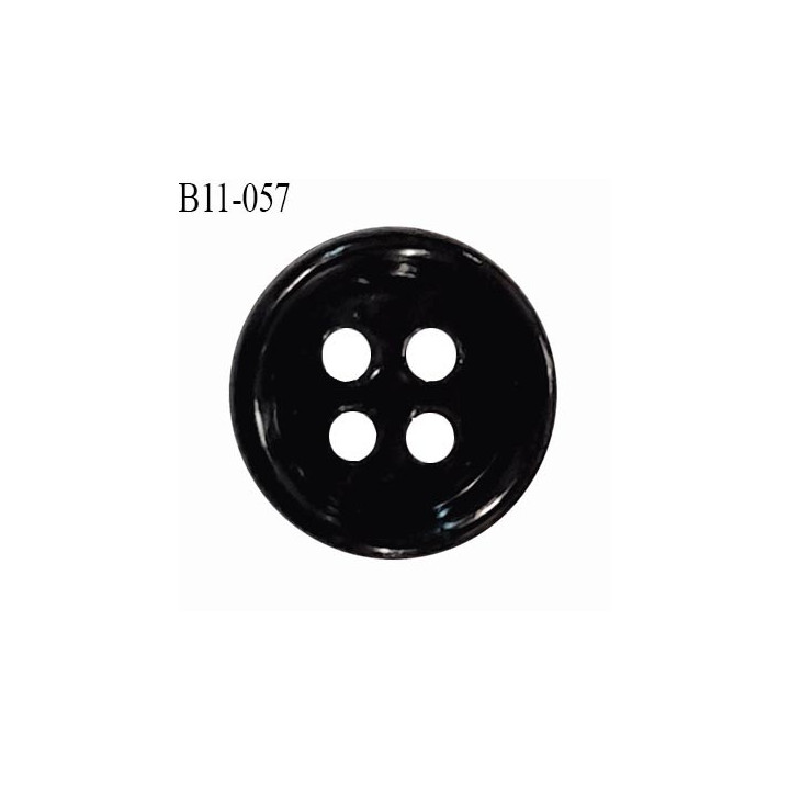 Bouton 11 mm en pvc couleur noir brillant 4 trous diamètre 11 mm épaisseur 3 mm prix à la pièce