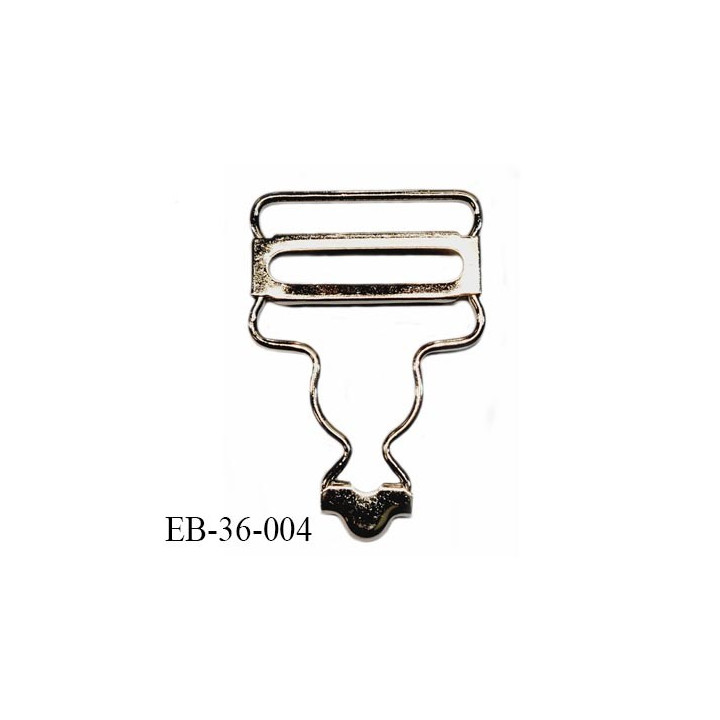 Boucle 36 mm non coulissante salopette en métal chromé largeur 3.6 cm hauteur 5.7 cm passage de sangle 3.6 cm épaisseur 2.2 mm