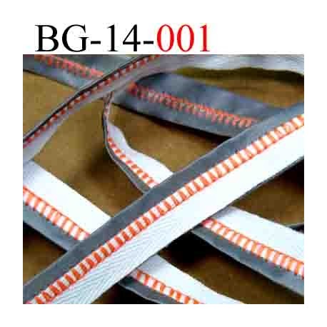 biais galon ruban couleur blanc gris et orange largeur 14 mm vendu au mètres