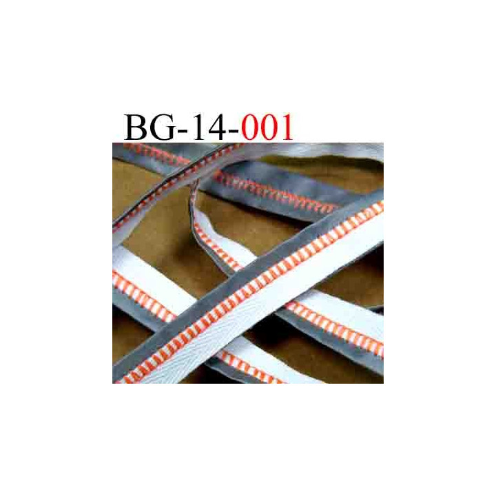 biais galon ruban couleur blanc gris et orange  largeur 14 mm vendu au mètres