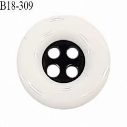 Bouton 18 mm pvc couleur naturel et noir 4 trous diamètre 18 mm épaisseur 4 mm prix à la pièce