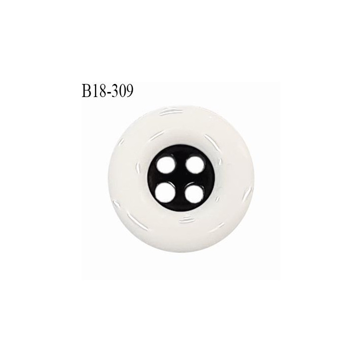 Bouton 18 mm pvc couleur naturel et noir 4 trous diamètre 18 mm épaisseur 4 mm prix à la pièce