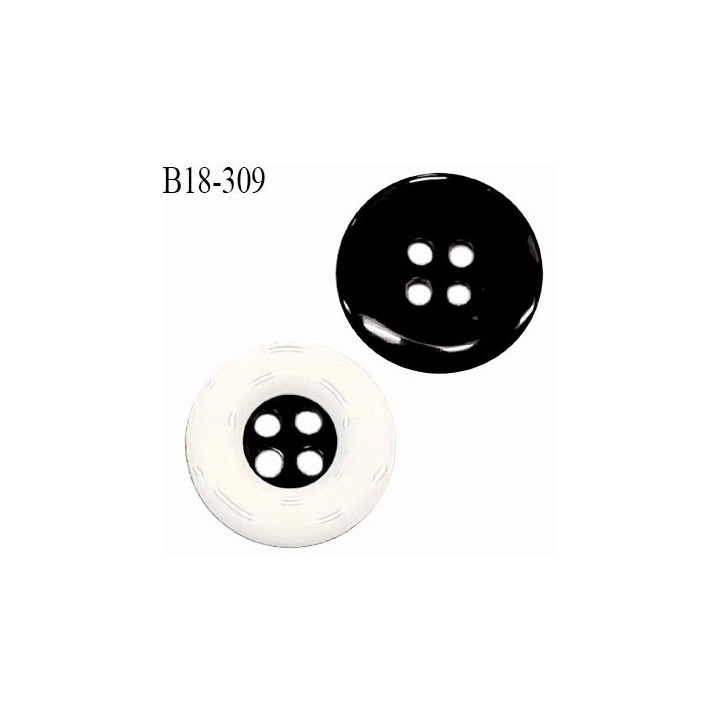 Bouton 18 mm pvc couleur naturel et noir 4 trous diamètre 18 mm épaisseur 4 mm prix à la pièce