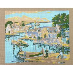 Canevas à broder 50 x 60 cm thème port de pêche 2ème choix