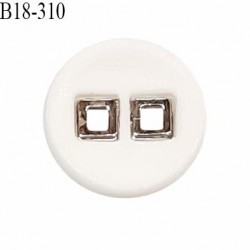 Bouton 18 mm en pvc couleur naturel et chrome 2 trous diamètre 18 mm épaisseur 5 mm prix à la pièce