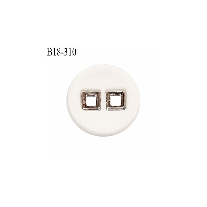 Bouton 18 mm en pvc couleur naturel et chrome 2 trous diamètre 18 mm épaisseur 5 mm prix à la pièce