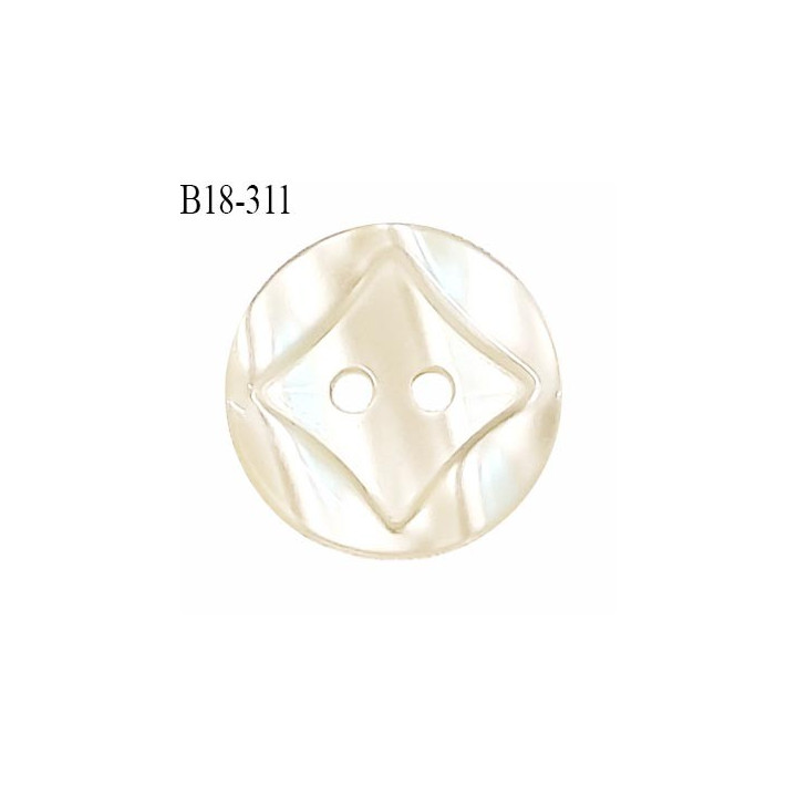 Bouton 18 mm couleur ivoire cristal décor incrusté et ivoire nacré  fixation 2 trous prix à l'unité