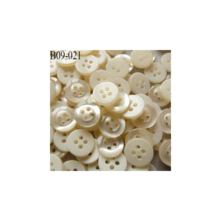 Bouton 9 mm ivoire nacré cristal 4 trous prix à la pièce