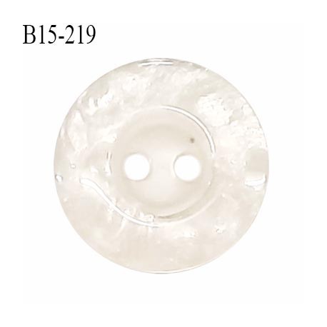 Bouton 15 mm en pvc transparent couleur naturel brillant 2 trous diamètre 15 mm épaisseur 3 mm prix à la pièce