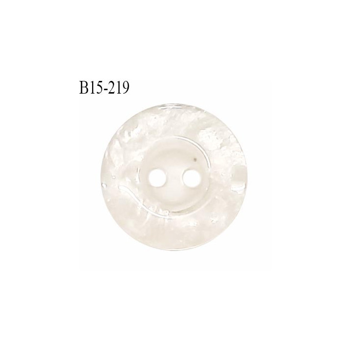 Bouton 15 mm en pvc transparent couleur naturel brillant 2 trous diamètre 15 mm épaisseur 3 mm prix à la pièce