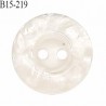 Bouton 15 mm en pvc transparent couleur naturel brillant 2 trous diamètre 15 mm épaisseur 3 mm prix à la pièce