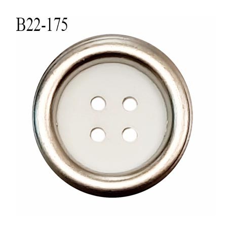 Bouton 15 mm en pvc couleur naturel et argent 4 trous diamètre 15 mm épaisseur 5 mm prix à la pièce