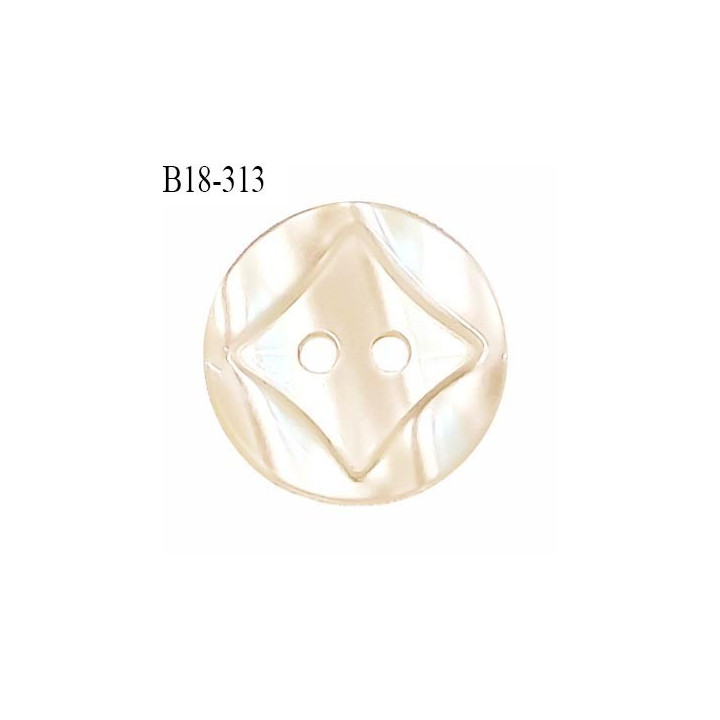 Bouton 18 mm couleur chantilly cristal décor incrusté et ivoire nacré  fixation 2 trous