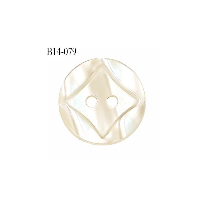 Bouton 14 mm couleur ivoire cristal décor incrusté et ivoire nacré fixation 2 trous