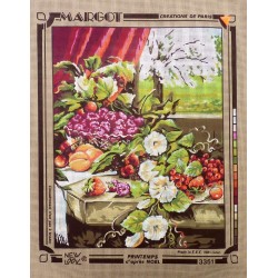 Canevas à broder 50 x 65 cm marque MARGOT création de Paris thème FLEURS printemps d'après Noel