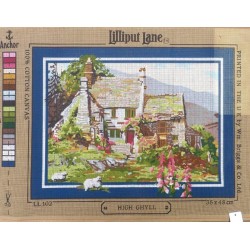 Canevas à broder 45 x 60 cm marque LILLIPUT LANE thème COTTAGE ANGLAIS HIGH GHYLL