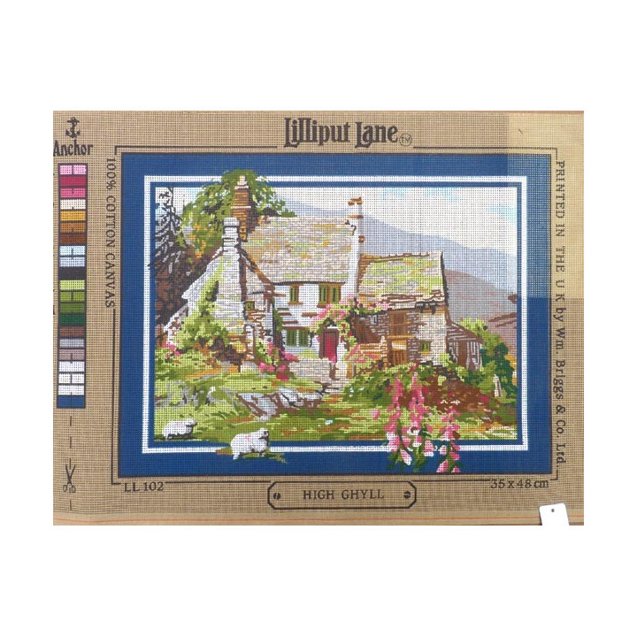 Canevas à broder 60 x 45 cm marque LILLIPUT LANE thème COTTAGE ANGLAIS HIGH GHYLL