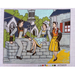 Canevas à broder 50 x 60 cm  thème TRADITION LES BRETONS