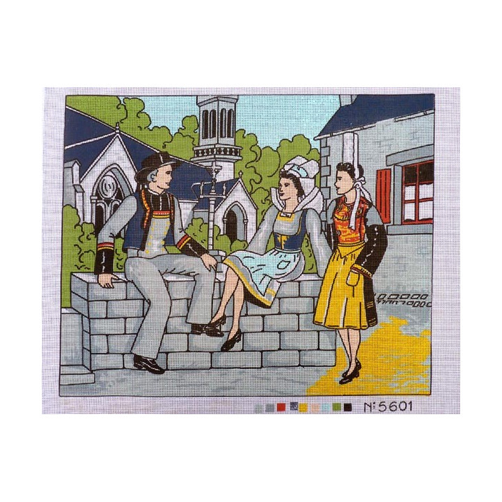 Canevas à broder 50 x 60 cm  thème TRADITION LES BRETONS