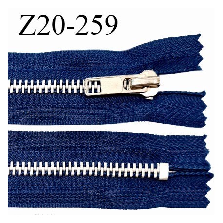 Fermeture zip 20 cm non séparable couleur bleu longueur 20 cm largeur 3.2 cm glissière métal largeur 7 mm prix à la pièce