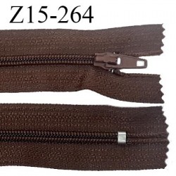 Fermeture zip 15 cm couleur marron non séparable largeur 2.5 cm glissière nylon largeur 4 mm longueur 15 cm prix à l'unité
