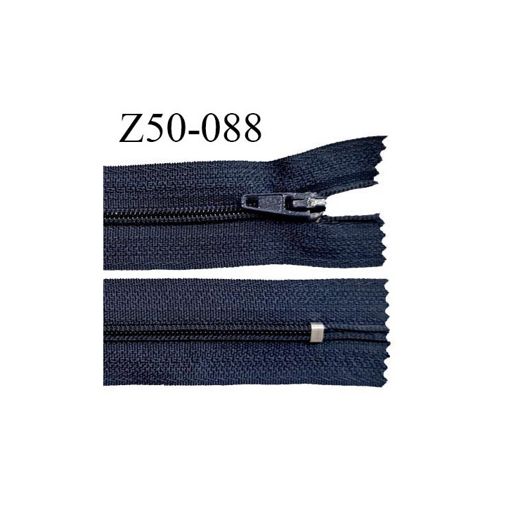 Fermeture zip 50 cm non séparable couleur bleu marine zip nylon longueur 50 cm largeur 2.5 cm largeur du zip 6 mm prix à l'unité