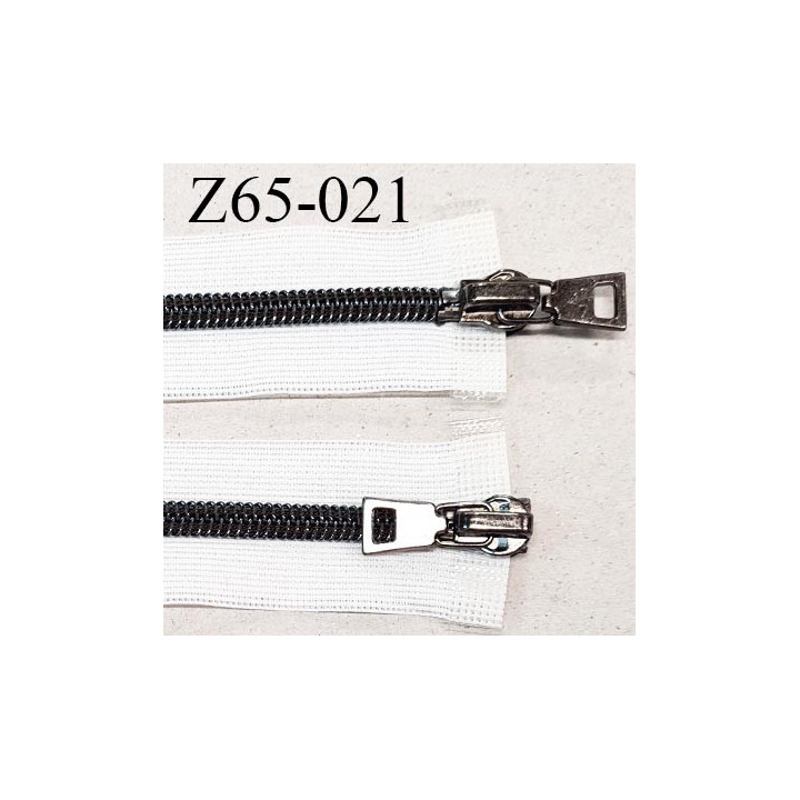 Fermeture zip 65 cm couleur blanc double curseur longueur 65 cm largeur 3 cm zip spiralée invisible largeur 7 mm prix à l'unité