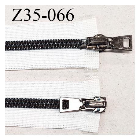 Fermeture zip 35 cm couleur blanc double curseur longueur 35 cm largeur 3 cm zip spiralée invisible largeur 7 mm prix à l'unité