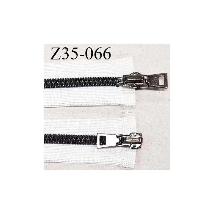 Fermeture zip 35 cm couleur blanc double curseur longueur 35 cm largeur 3 cm zip spiralée invisible largeur 7 mm prix à l'unité