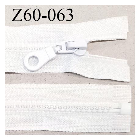 Fermeture zip 60 cm séparable couleur blanc zip glissière largeur 7 mm longueur 60 cm largeur 32 mm prix à l'unité