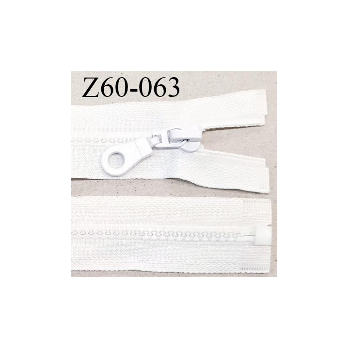 Fermeture zip 60 cm séparable couleur blanc zip glissière largeur 7 mm longueur 60 cm largeur 32 mm prix à l'unité