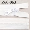 Fermeture zip 60 cm séparable couleur blanc zip glissière largeur 7 mm longueur 60 cm largeur 32 mm prix à l'unité