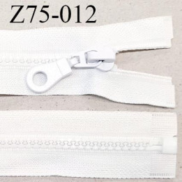 Fermeture zip 75 cm séparable couleur blanc zip glissière largeur 7 mm longueur 75 cm largeur 32 mm prix à l'unité