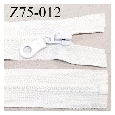 Fermeture zip 75 cm séparable couleur blanc zip glissière largeur 7 mm longueur 75 cm largeur 32 mm prix à l'unité