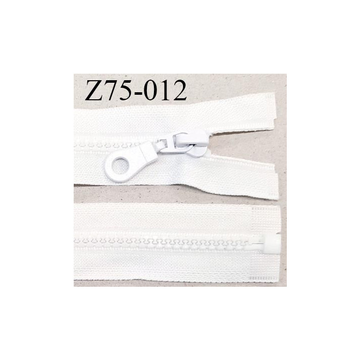 Fermeture zip 75 cm séparable couleur blanc zip glissière largeur 7 mm longueur 75 cm largeur 32 mm prix à l'unité