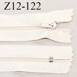 Fermeture zip 12 cm couleur écru non séparable largeur 2.8 cm glissière nylon largeur 4 mm longueur 12 cm prix à l'unité