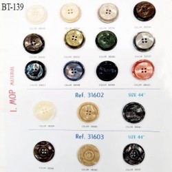 Plaque de 18 boutons de diamètre 27 mm dans un assortiment de couleurs nacrées pour création unique prix pour la plaque entière